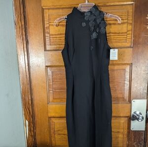 Akris Black Midi Dress with Floral Details